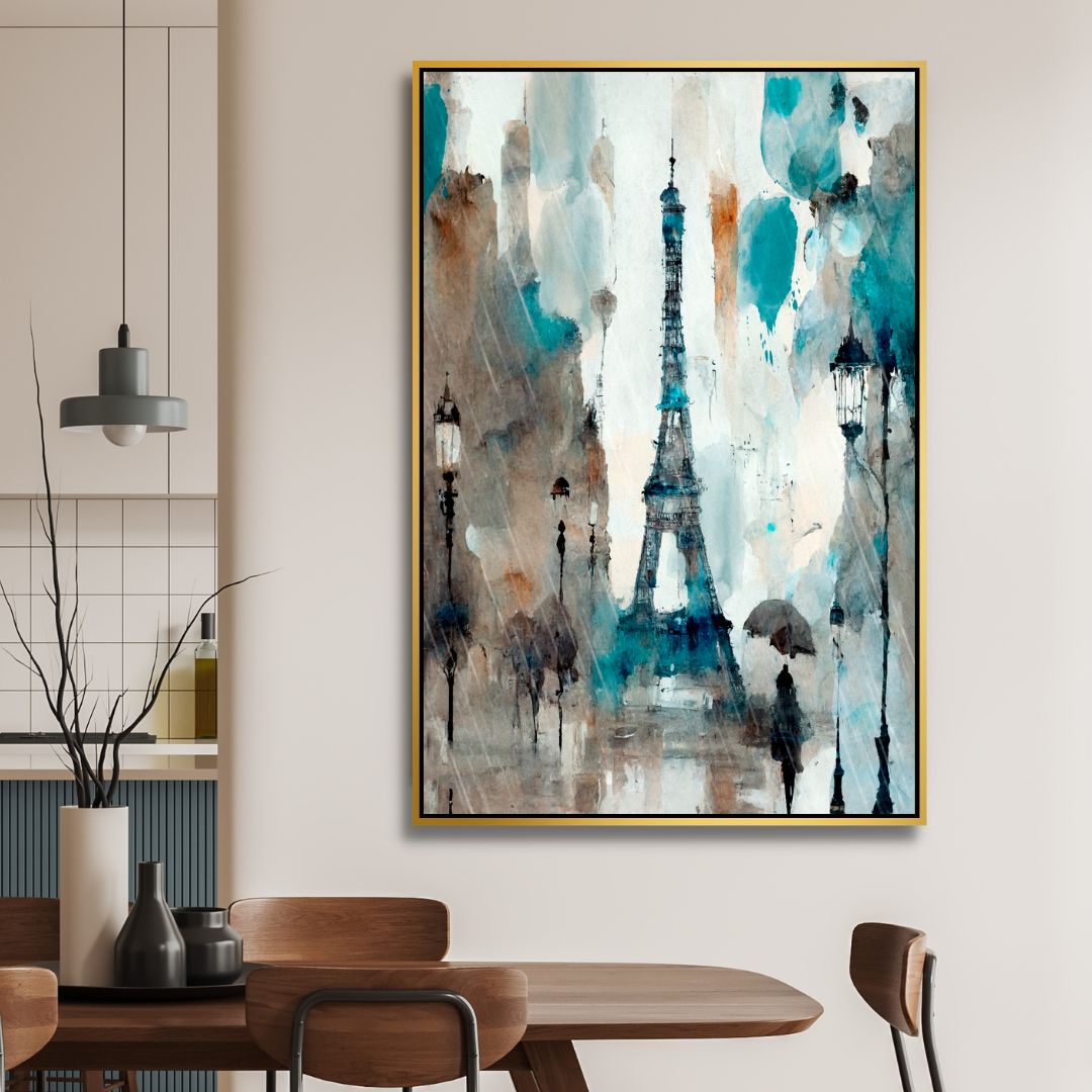 Rainy Paris Abstract Canvas Wall Art - Designity Art