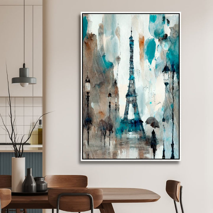 Rainy Paris Abstract Canvas Wall Art - Designity Art