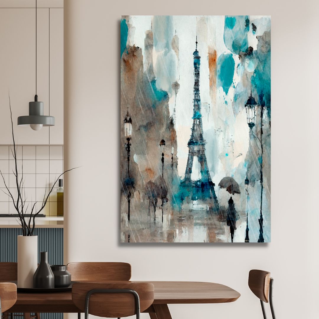 Rainy Paris Abstract Canvas Wall Art - Designity Art