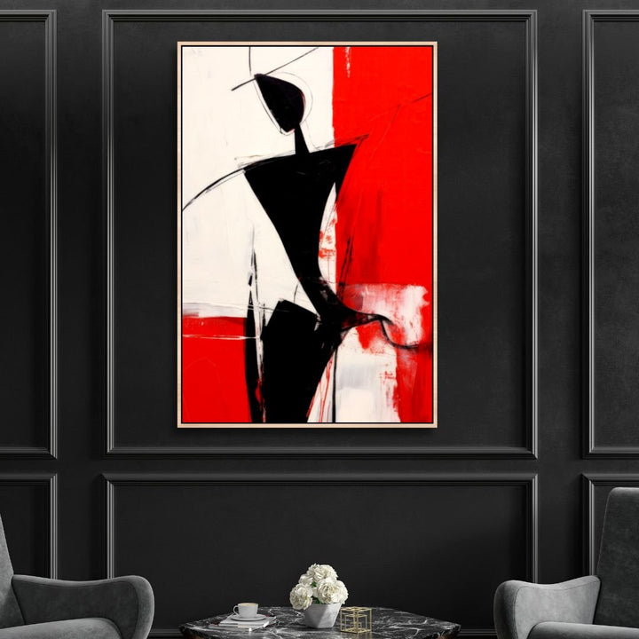 Red, Black and White Silhouette Abstract Art - Designity Art