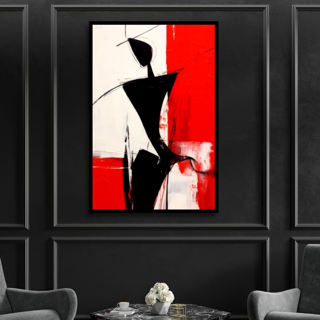 Red, Black and White Silhouette Abstract Art - Designity Art