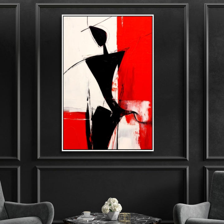 Red, Black and White Silhouette Abstract Art - Designity Art