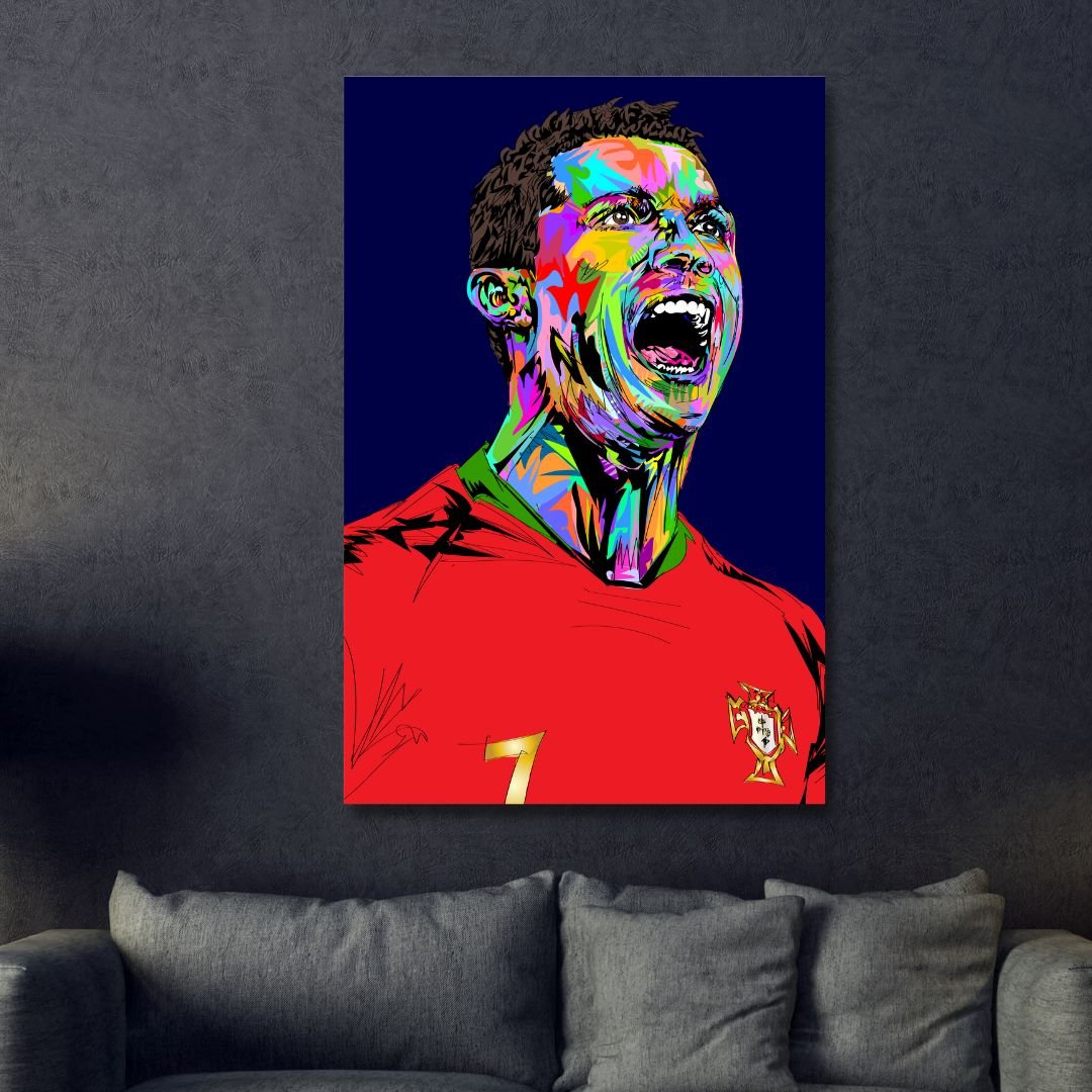 Ronaldo Pop Art Portrait Canvas Wall Art - Designity Art