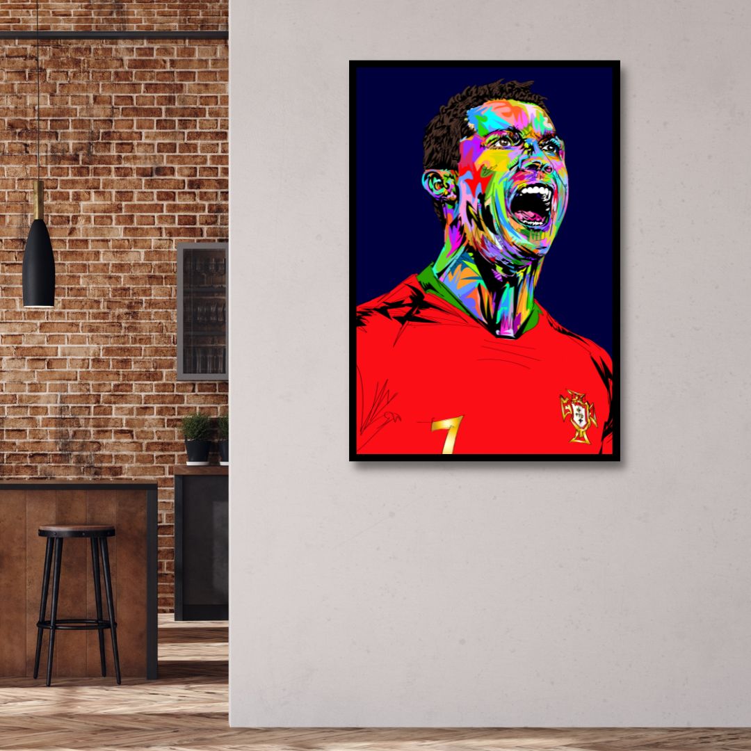 Ronaldo Pop Art Portrait Canvas Wall Art - Designity Art