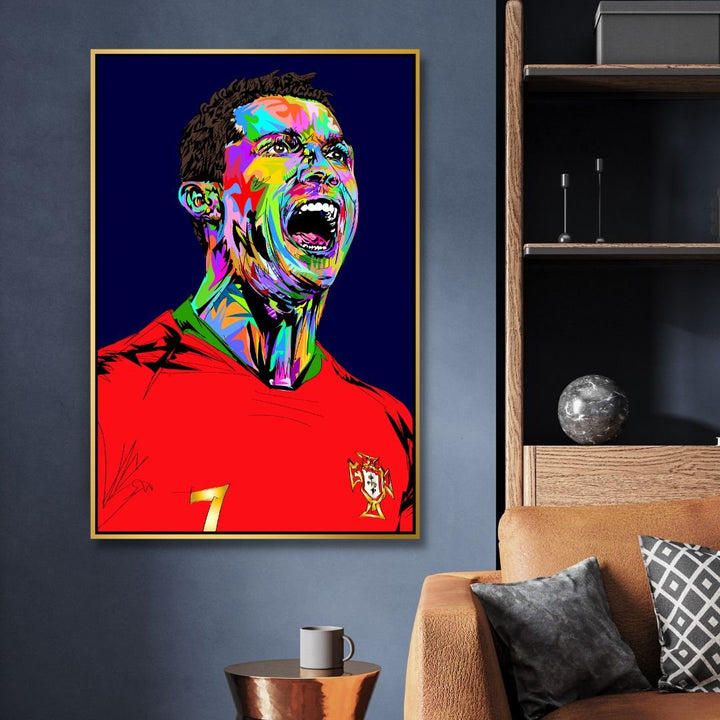 Ronaldo Pop Art Portrait Canvas Wall Art - Designity Art