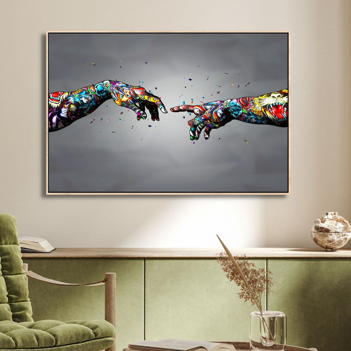 The Creation of Adam Graffiti Canvas Wall Art - Designity Art