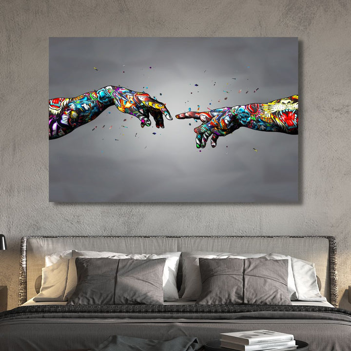 The Creation of Adam Graffiti Canvas Wall Art - Designity Art