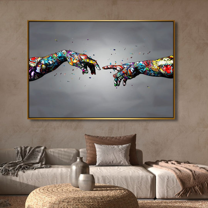 The Creation of Adam Graffiti Canvas Wall Art - Designity Art