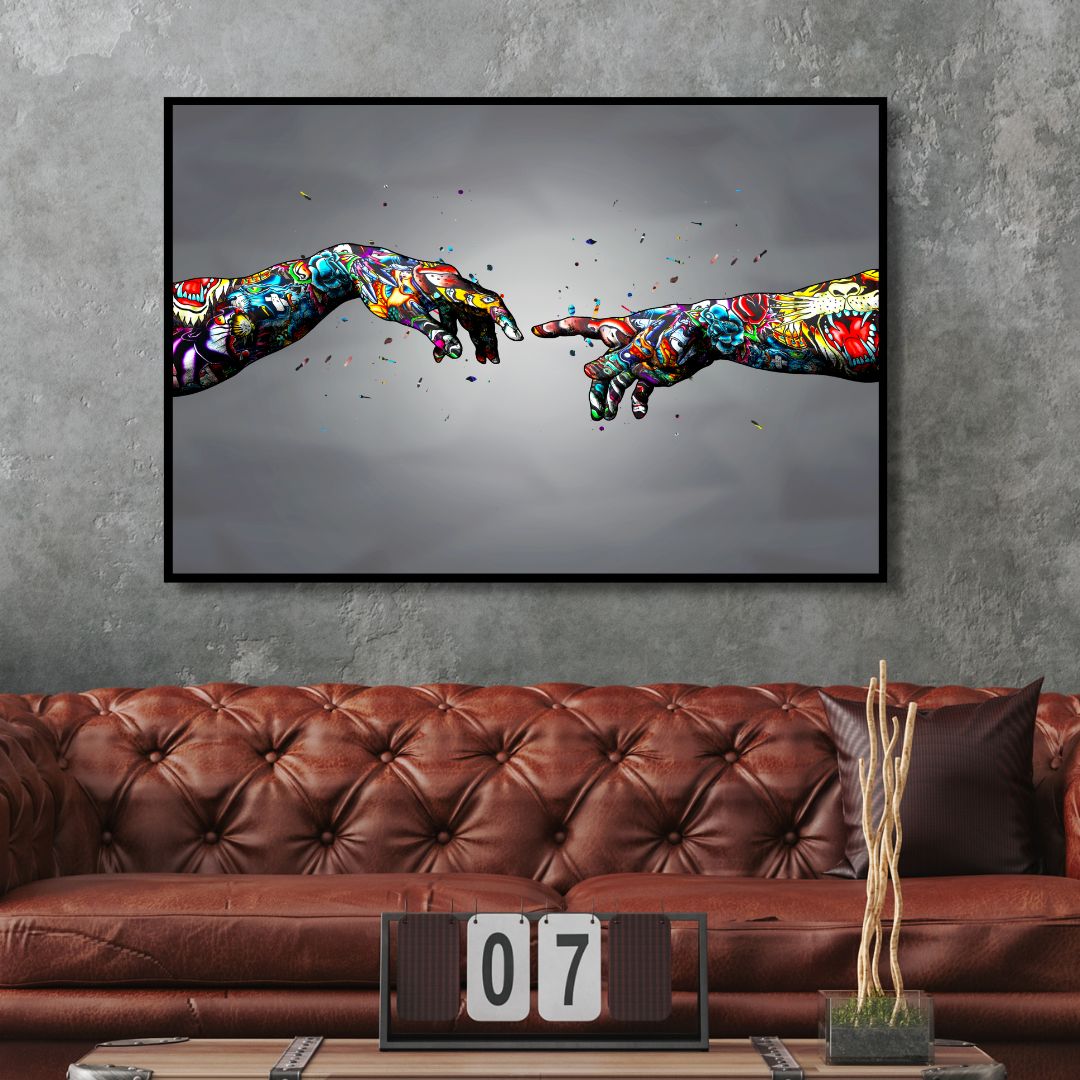 The Creation of Adam Graffiti Canvas Wall Art - Designity Art