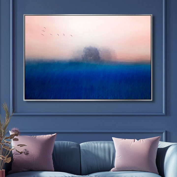 The Tree on The Blue Landscape Abstract Wall Art - Designity Art