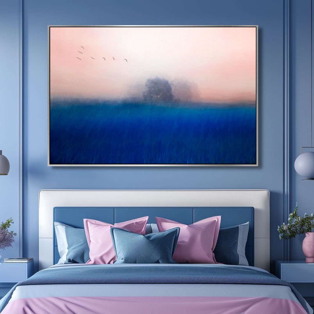 The Tree on The Blue Landscape Abstract Wall Art - Designity Art