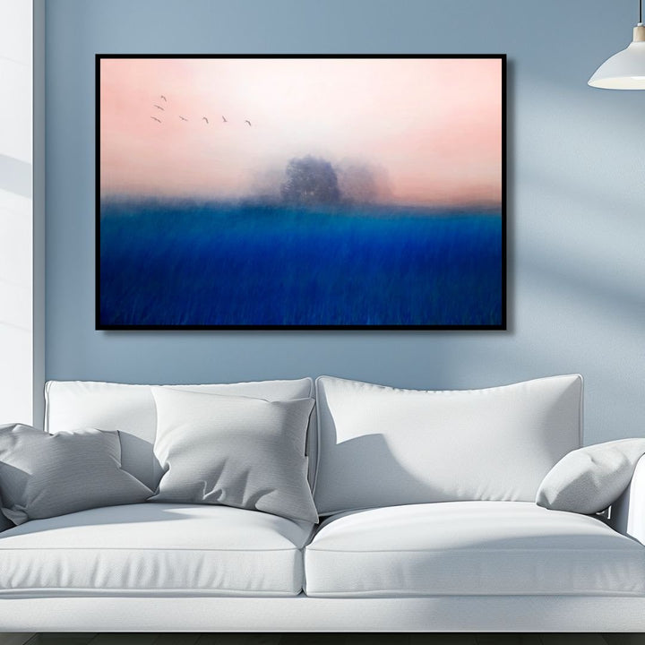 The Tree on The Blue Landscape Abstract Wall Art - Designity Art