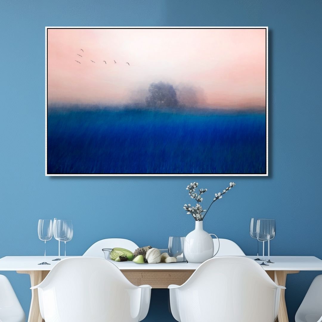 The Tree on The Blue Landscape Abstract Wall Art - Designity Art