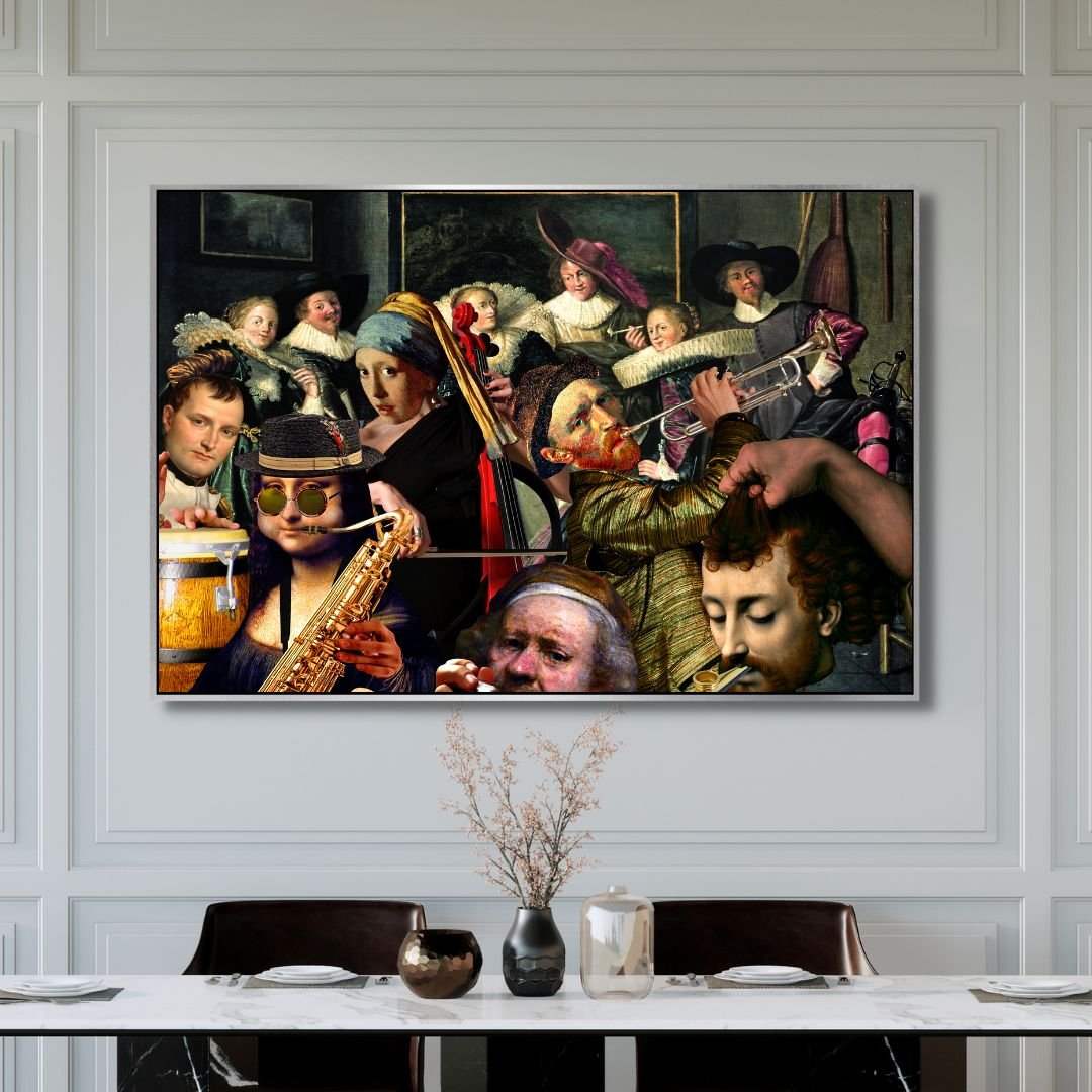 Van Gogh and Mona Lisa Dinner Music Pop Art - Designity Art