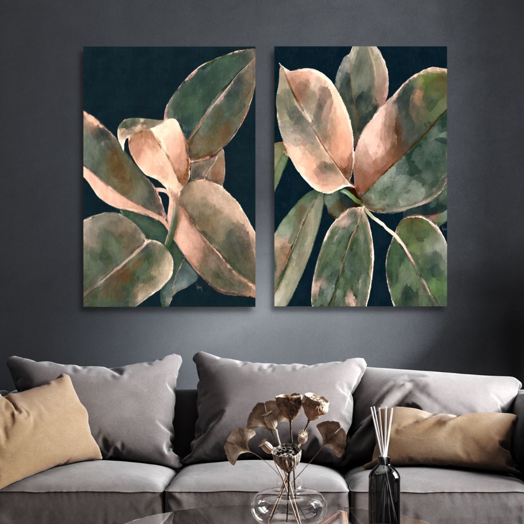 Vibrant Ficus Abstract Canvas Wall Art - Designity Art