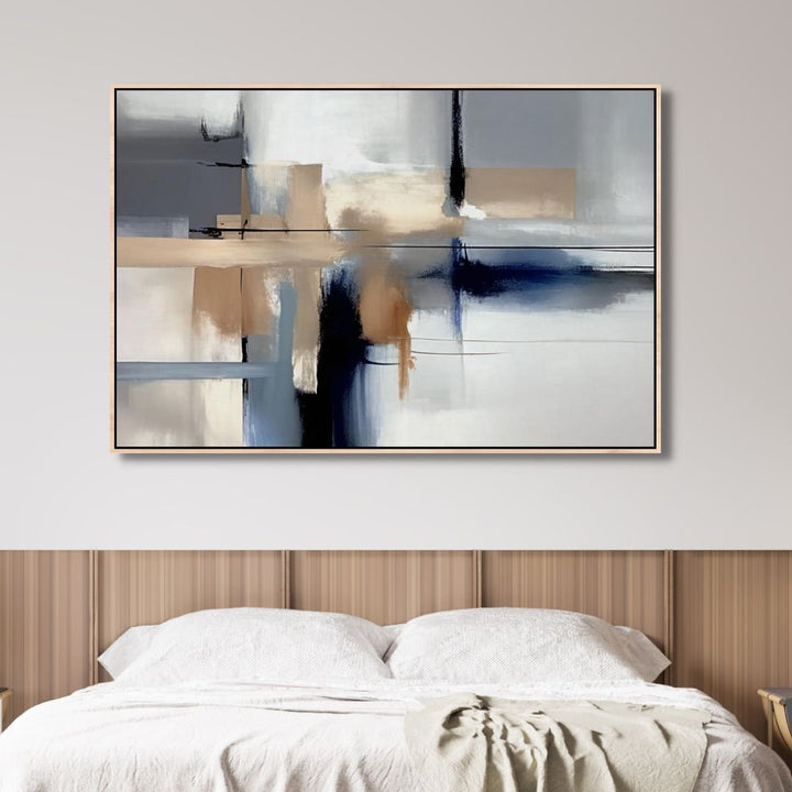 Watercolor Blue and Beige Minimal Abstract Art - Designity Art