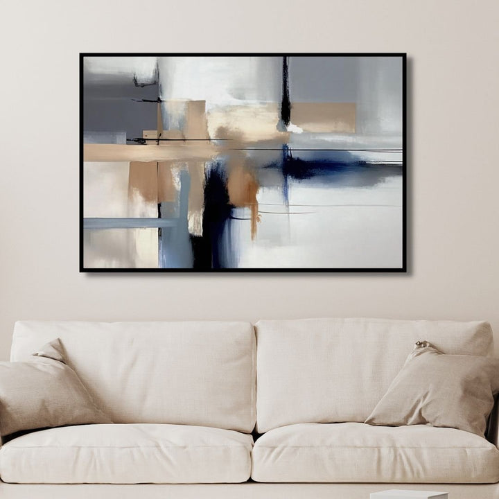 Watercolor Blue and Beige Minimal Abstract Art - Designity Art