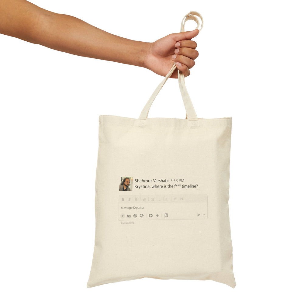 "Where is the Timeline" Funny Workplace Cotton Canvas Tote Bag - Bags - Designity Art
