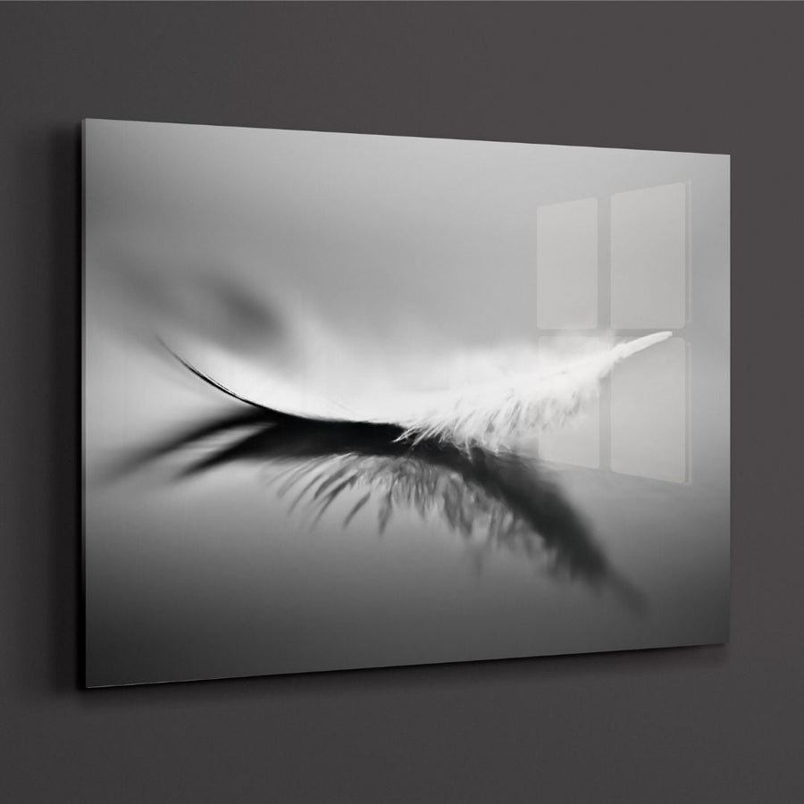 White Leaf Acrylic Glass Art - Designity Art