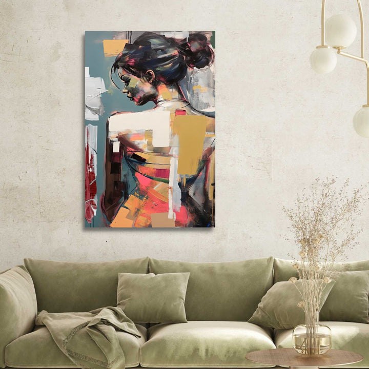 Woman Portrait Abstract Canvas Wall Art - Designity Art