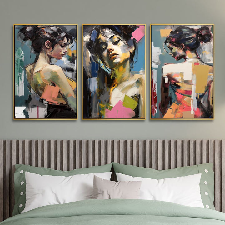 Woman Portrait Abstract Canvas Wall Art - Designity Art