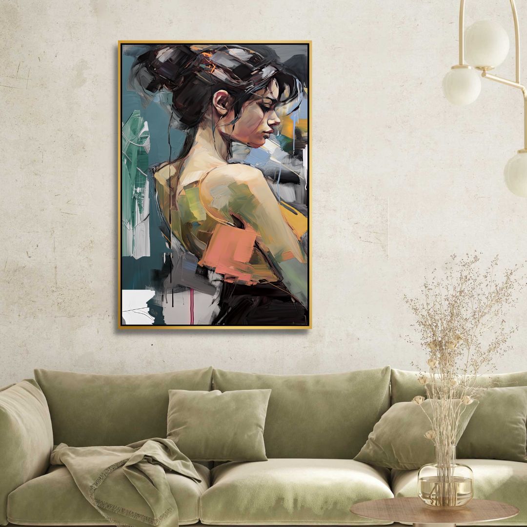 Woman Portrait Abstract Canvas Wall Art - Designity Art