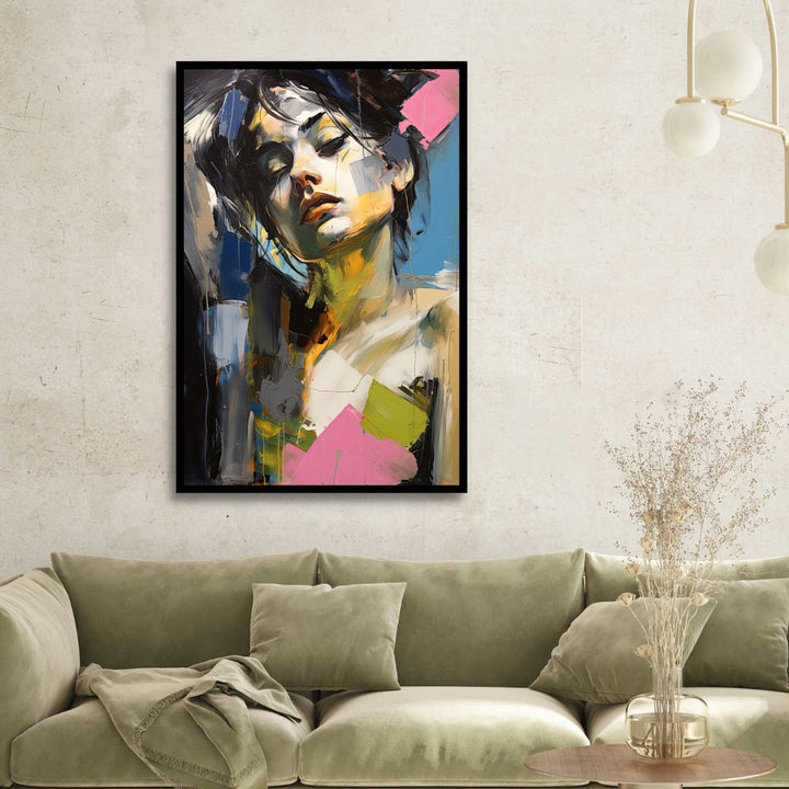 Woman Portrait Abstract Canvas Wall Art - Designity Art