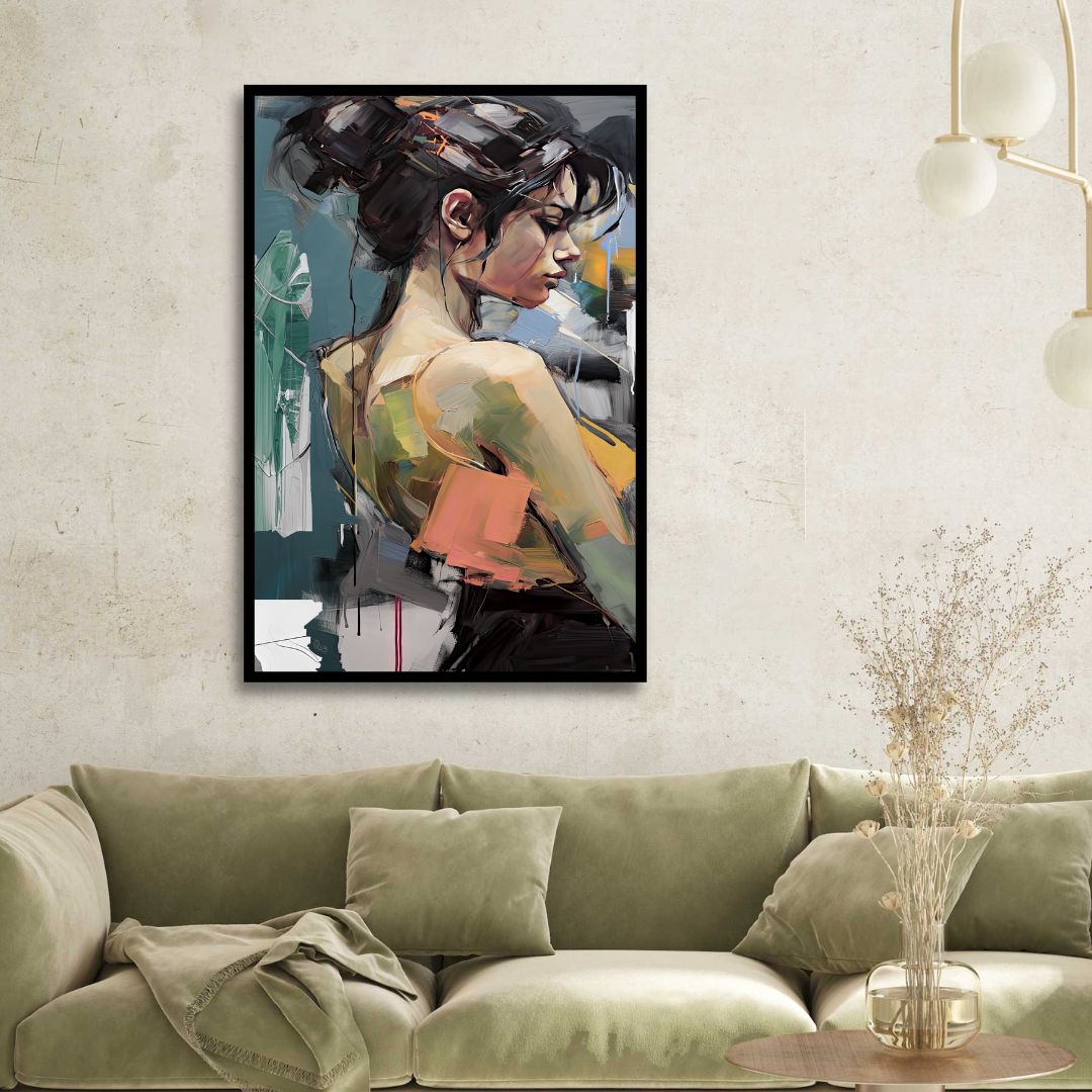 Woman Portrait Abstract Canvas Wall Art - Designity Art