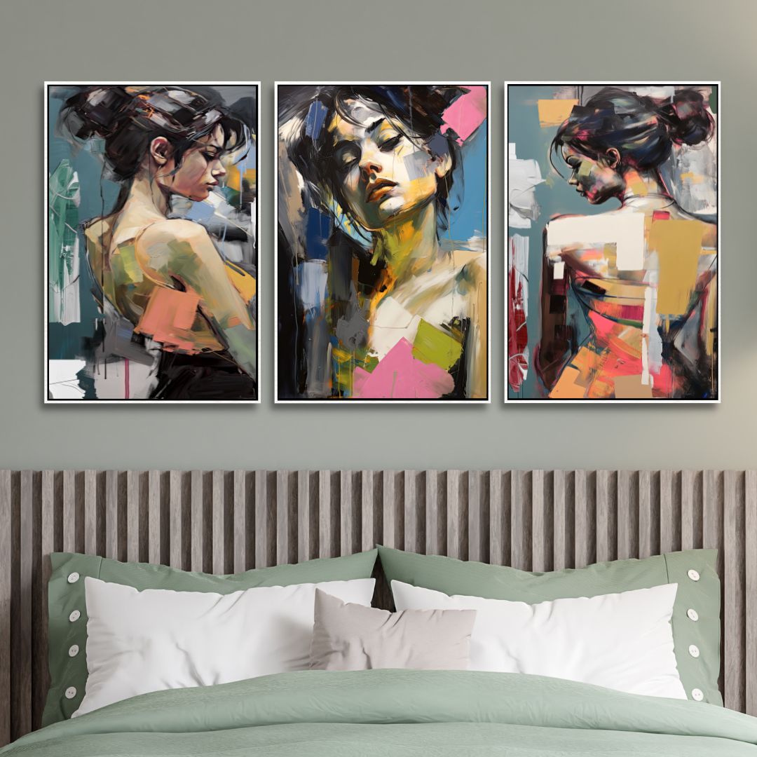 Woman Portrait Abstract Canvas Wall Art - Designity Art