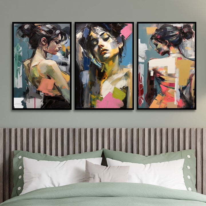 Woman Portrait Abstract Canvas Wall Art - Designity Art