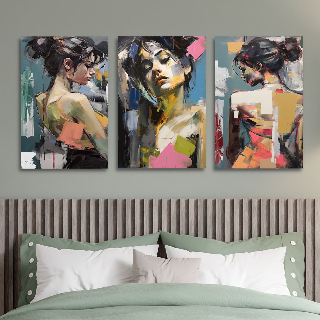 Woman Portrait Abstract Canvas Wall Art - Designity Art