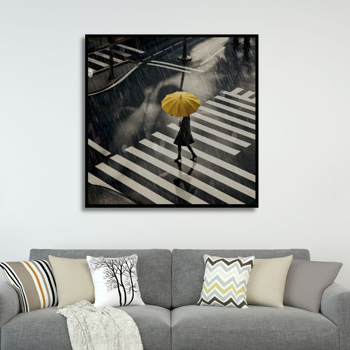 Yellow Umbrella Canvas Wall Art - Designity Art