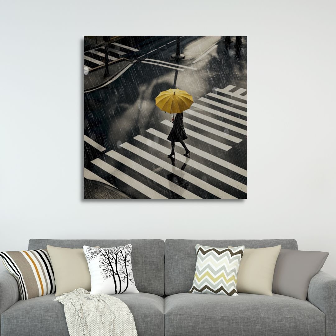 Yellow Umbrella Canvas Wall Art - Designity Art
