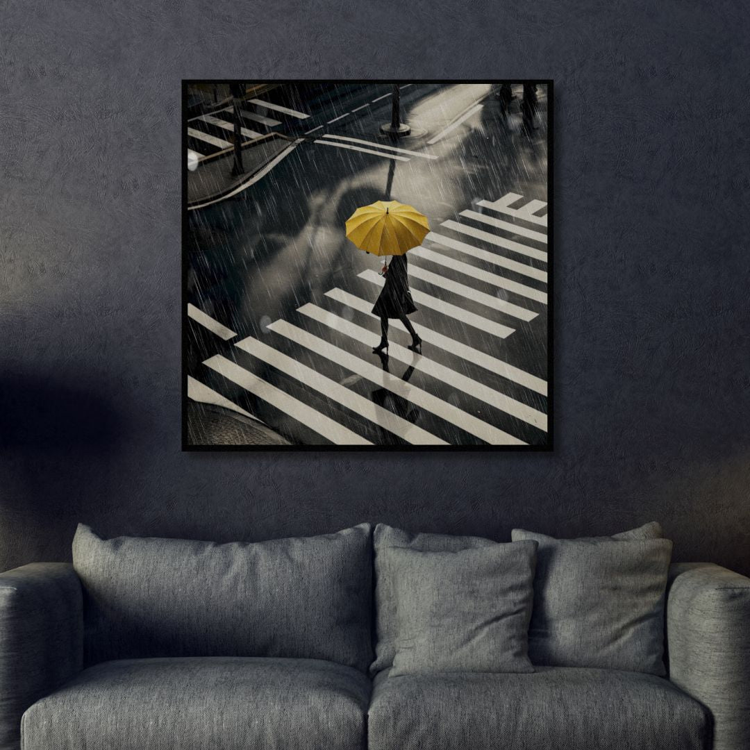 Yellow Umbrella Canvas Wall Art - Designity Art